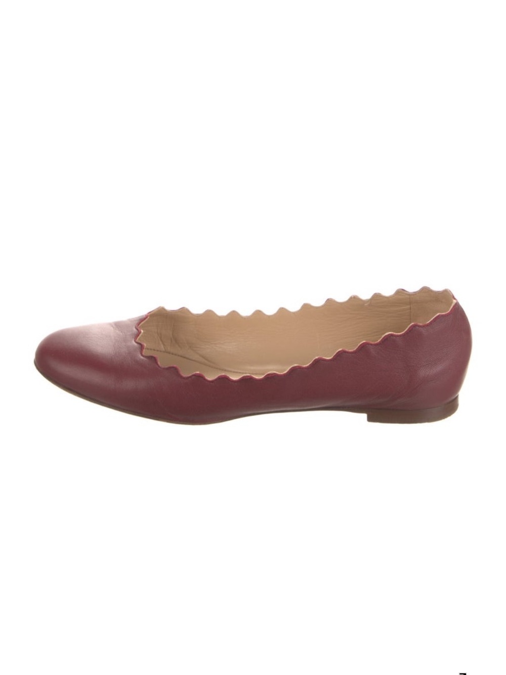 Chloe Scalloped Leather Ballet Flat